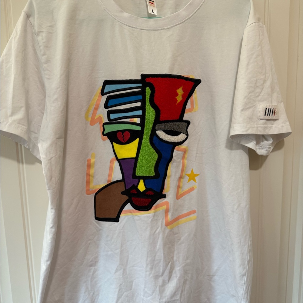 Fifth Loop Abstract Face Graphic White T-Shirt